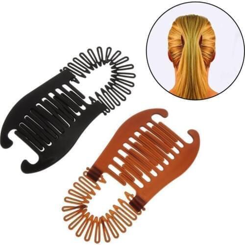 1PC Woman Elastics Hair Braider Banana Clip Scorpion Type Hair Holding Tool Ponytail Rubber Bands Brown Color Hair Accessories