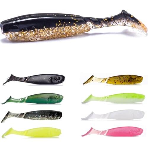 10pcs 55mm Silicone Baits Artificial Fishing Lure T Tail Soft Lure Wobblers Fishing Vivid Pike Bass Lure Fishing Tackle Sinking