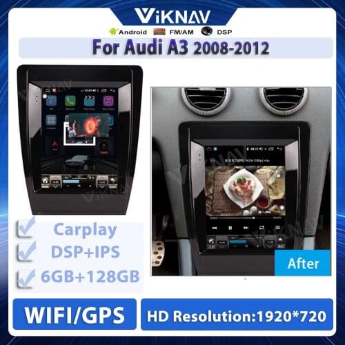 128G Radio For Audi A3 2008-2012 12.1 inch Android GPS Navigation Car Stereo reciever Touch screen Multimedia DVD Player