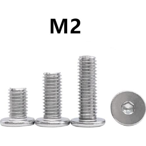 200PCS M2x2/3/4/5/6/8/10/12mm CM 304 Stainless steel thin edge flat head hex socket screw