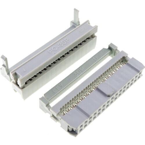 40pcs 0.100" 2.54mm Pitch 2x15 Pin 30 Position IDC Female Header Socket Box Header Socket Flat Cable 0.05"connector Grey