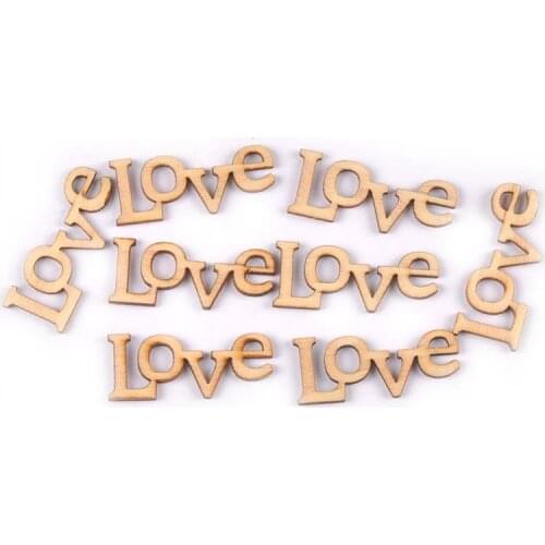 50pcs "Love" Letter Wood Slices DIY Crafts Scrapbooking Handmade Embellishments Wooden Ornaments Home Decor Arts 28x11/44x18mm