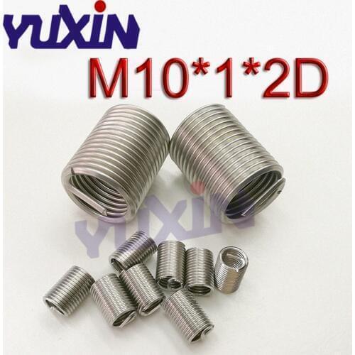 50pcs M10*1*2D Wire Thread Insert Stainless Steel 304 Wire Screw Sleeve, M10 Screw Bushing Helicoil Wire Thread Repair Inserts