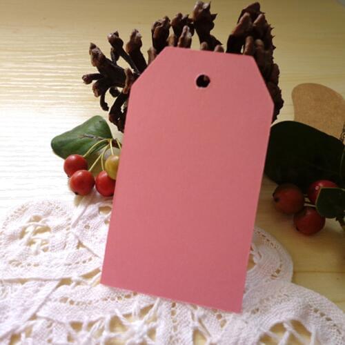 50pcs Light Pink DIY Paper Gift Tag Party Wedding Message Gift Hang Tag Christmas Craft Cards Label Hemp String Included