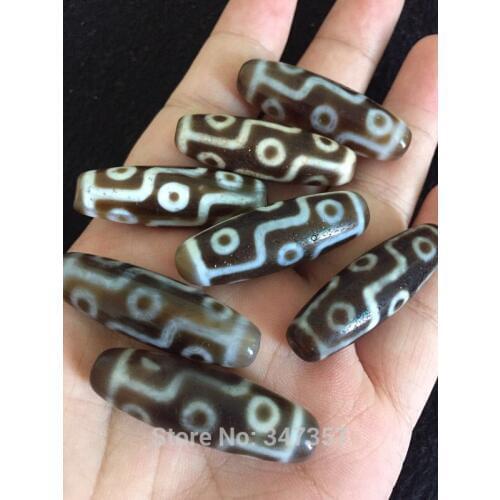 Arsun Jewelry Fengshui 38mmx12mm 7pcs/lot 9 EyesTibetan Mystical Agate Dzi Beads loose beads DYI Jewelry Free shipping