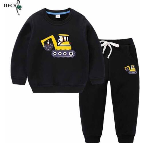 Children Winter Warm Clothes Baby Boys Cartoon Clothing Sets Long Sleeve Sweatsets T-shirt+Trousers 2Pcs/Set Girls Kids Suit 12T