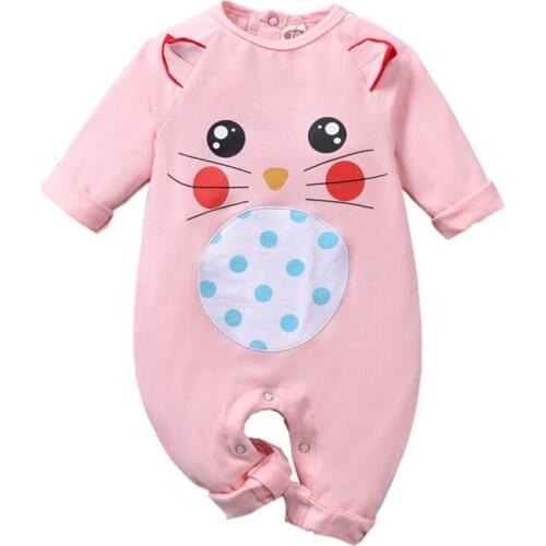 Kids Baby Boys Girls Casual Romper Infant Cartoon Print Long Sleeve O-Neck Children Autumn Casual Jumpsuit Outfits