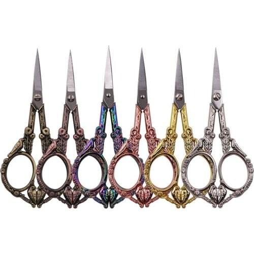 Bird Pattern Design European Retro Professional Sewing Scissors Sewing Supplies Golden Scissors MINI Antique Scissors For Fabric