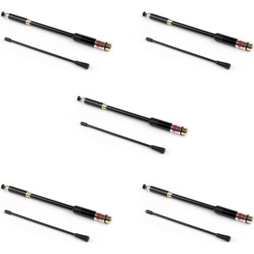 Artudatech 5Pcs AL-800 Antenna High Gain Dual Band Extendable AL800 Aerial SMA Male For Icom For YAESU Radio