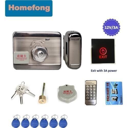 Homefong Electronic Lock With 3A Power Supply Exit Button Unlock RFID for Video Door Phone Intercom kit