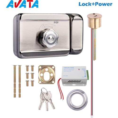 Electronic Lock With Keys and Power Supply for Video Intercom Access Control System Support One Button Unlock the Door