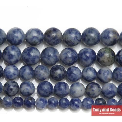 Natural Stone Sodalite Round Beads 15" Strand 3 4 6 8 10 12 14MM Pick Size For Jewelry Making