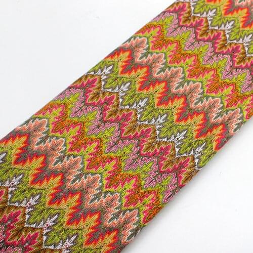 Zig Zag Knits Lace Fabrics 1 Meter For Dress Red Wave Striped Crochet Mesh Fabrics Diy Fashion Cloth Maple Leaf 150CM Wide