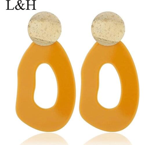 L&H Fashion Acrylic Drop Earrings Exaggeration Statement Candy Color Hollow Geometric Dangle Earrings For Women Party Jewelry