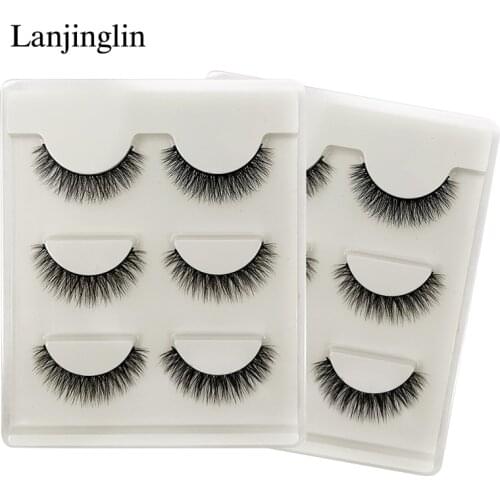 LANJINGLIN 10 boxes natural long false eyelashes wholesale make up 3d mink lashes full strip lash eye makeup tool faux cils