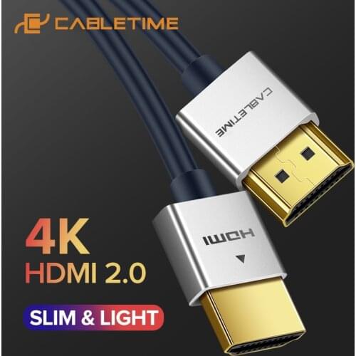 CABLETIME New HDMI Cable M/M Zinc Alloy HDMI to HDMI 2k*4k 2.0 Slim HDMI Cable for TV Laptop Projector PS3 PS4 Cable C124