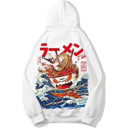 Japanese Harajuku fleeces Hoodie Men trend Hip Hop Hoodie Hoody Noodle Ship Cartoon Streetwear Hoodie Casual Cotton Top