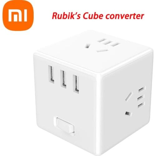 Original Xiaomi Mijia Rubiks Cube Converter Socket 3 USB Output Ports 5V 2.1A Smart Socket Multi-Function Multi-Hole Socket