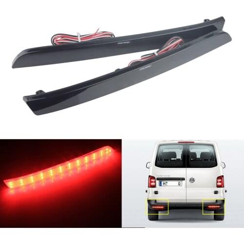 ANGRONG Rear Bumper Reflector LED Tail Light Smoked Black Lens For VW 2012-16 Transporter T5