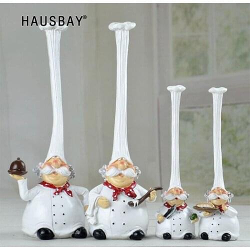 Resin Crafts Creative Chef Set Window Display Decor Kitchen Party Decorations Home Bar Display Stand Small Ornaments Gifts 05394