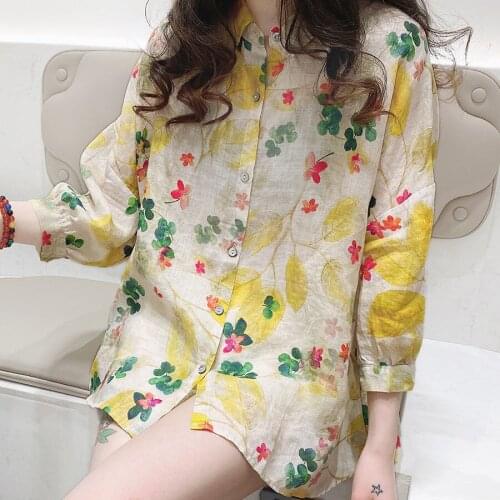Spring Summer Bat Sleeve Blouses Shirt Lady Fashion Casual Peter Pan Collar Print Feminine Blouse Loose Women Blusas Tops DM0031