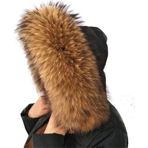 HSPL Real Fur Scarf For 2019 Woman Raccoon Fur Collar For Hood Women Natural Winter Scarves Luxury Womens Ladies Fashion Scarf