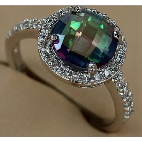 SHUNXUNZE luxury charms Engagement Wedding rings for women dropshipping Rainbow Cubic Zirconia Rhodium Plated R3291 size 6 7 8 9