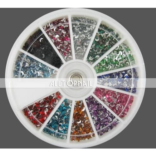 132000pcs moon nail rhinestone for nail decoration, free shipping