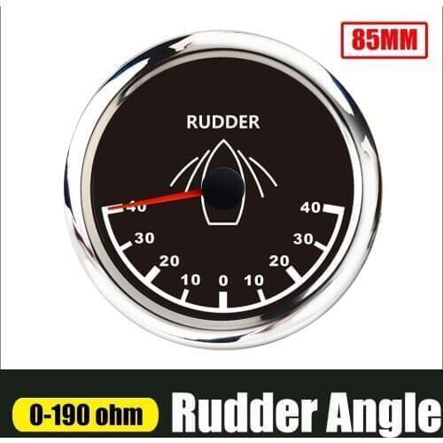85mm Marine Rudder Angle Gauge 0-190 ohm Port-STBD Signal for Boat Yacht Vessel With Backlight 9-32V