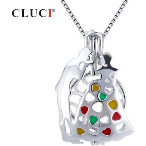 CLUCI 925 Sterling Silver Wedding Charms Pendant Silver 925 Pendant for Women Valentine Day Gift Jewelry SC364SB