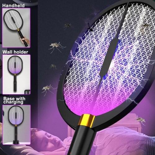 3 IN 1 Electric Mosquito Swatter 3000V LED Trap Mosquito Killer Lamp Electric Bug Zapper Summer Fly Swatter Trap Flies Insect
