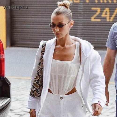 Bella Hadid Style Tank Top Vest Body Shaper Slimming Shapewear Back Zipper Short Slim Fit Underwear White Black Crop Top Clothes