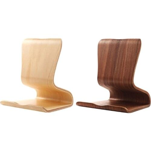 Universal Real Wood Mobile Phone and Portable Cute Tablet Holder for Desk Nightstand White Maple + Black Walnut