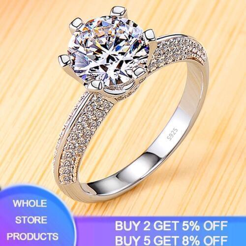 YANHUI Classic Zirconia Diamond Wedding Engagement Rings for Women 100% Real 925 Sterling Silver Ring New Fashion Jewelry JZ179