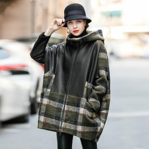 Women Genuine Leather Coat Real Sheepskin Coat Female Winter Long Down Jacket Hooded Real Sheep Fur Outwear Jackets Hiver 0099