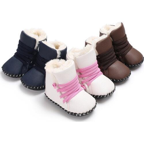 Winter 0-1 years old men and women baby plus velvet warm non-slip baby toddler shoes