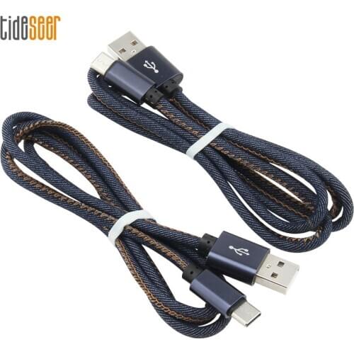 1M Denim USB Micro Cable for iPhone Samsung Xiaomi Mobile Phone Type C Fast Charging Cable For Huawei P20 Redmi Note 8