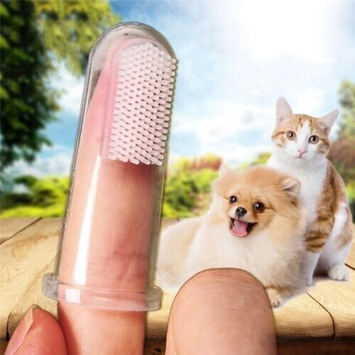 1PCS 5CM Ultra soft pet toothbrush finger brush plush dog plus bad breath dental care tartar dog cat cleaning supplies