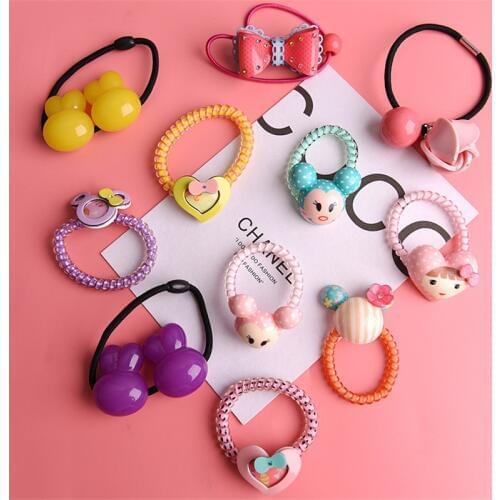 10 PCS Cartoon Fruit Flower Princess Headwear Baby Headdress Children Hair Ropes Girls Hair Accessories Kids Elastic Hair Bands