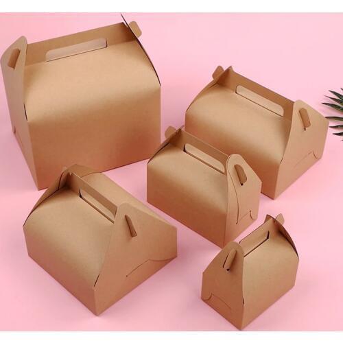 10Pcs Portable Large Size Baking Packaging Gift Boxes Egg Yolk Biscuits Takeaway Packing Kraft Paper Cake Candy Cookies Box