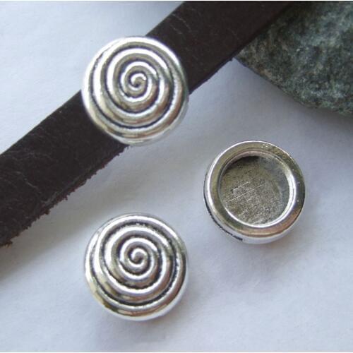 10pcs Jewelry Findings Swirl Slider Spacers 10x2mm Hole For 5mm 10mm Flat Leather