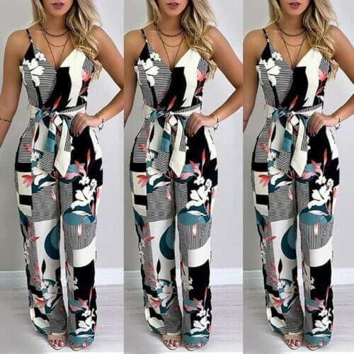 2019 New Women Jumpsuit Romper Sleeveless V Neck Playsuit Clubwear Long Party Pants Femal Casual Strapless Trousers