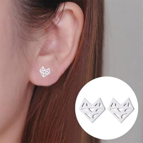 2020 New Abstract Fox Earrings Fashion Stainless Steel Golden Animal Earrings Handmade Female Jewelry Christmas Gifts