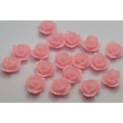 50 Pink Cabochon Juliet Rose Flower Flatback Resin 8mm(0.31") DIY Embellishments