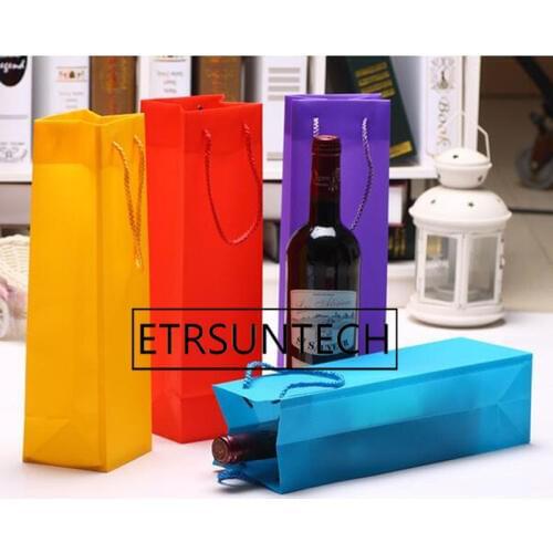 500pcs Colorful Plastic Wine Packing Bags Single Double Red Wine Bottle Xmas Gift Carrier Champagne Bag