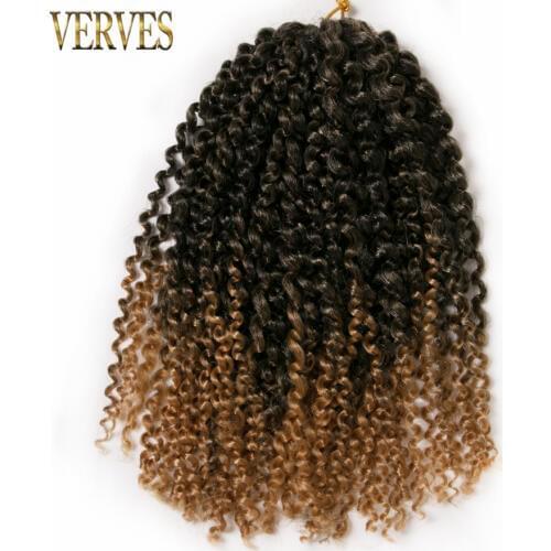 VERVES 6 pack crochet braids hair 60g/pack synthetic 12 inch curly Braid black brown,blonde ombre braiding hair extentions