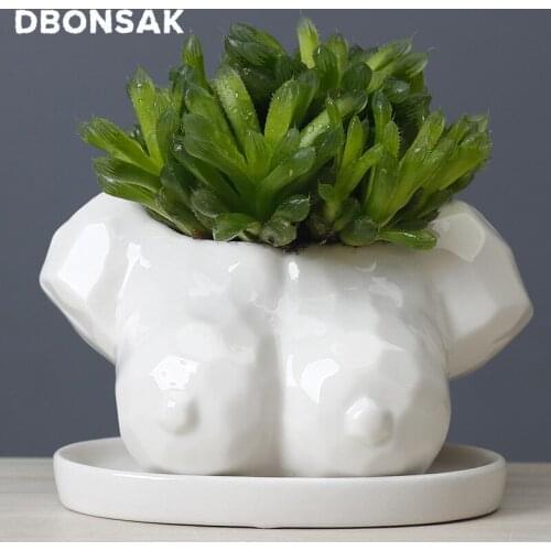Abstract Human Body Ceramics Flower Pot Outdoor Balcony Cactus Succulents Plants Bonsai Pot Crafts Garden Decoration Accessories