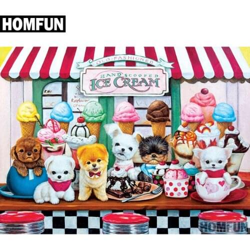 HOMFUN Full Square/Round Drill 5D DIY Diamond Painting "ice cream dogs" 3D Embroidery Cross Stitch 5D Home Decor A00684