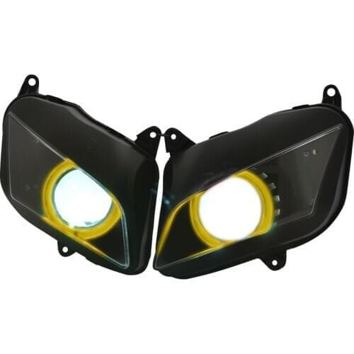 Motorcycle HID Bi-Xenon Projector Conversion Headlight L/H Beam Assembly Yellow Angel Eyes Head Lamp For Honda CBR600RR 07-12
