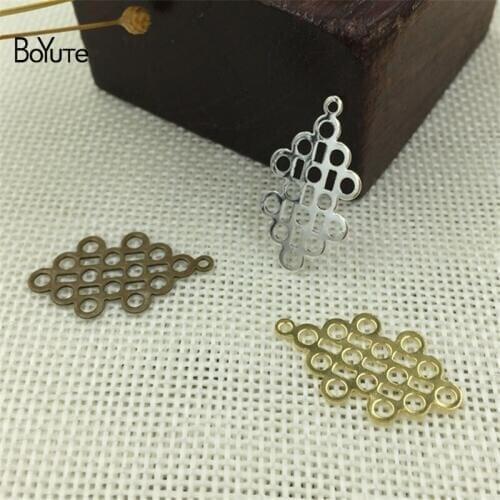 BoYuTe 100Pcs 27*15MM Filigree Brass Chinese Knotting Pendant Wholesale Diy Pendant Charms for Jewelry Making